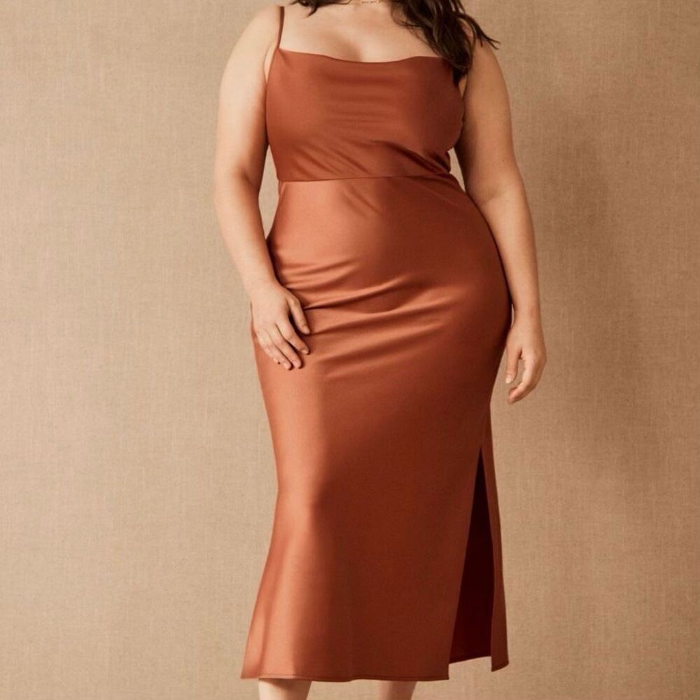 Anthropologie BHLDN Cali Satin Charmeuse Midi Dress 16W